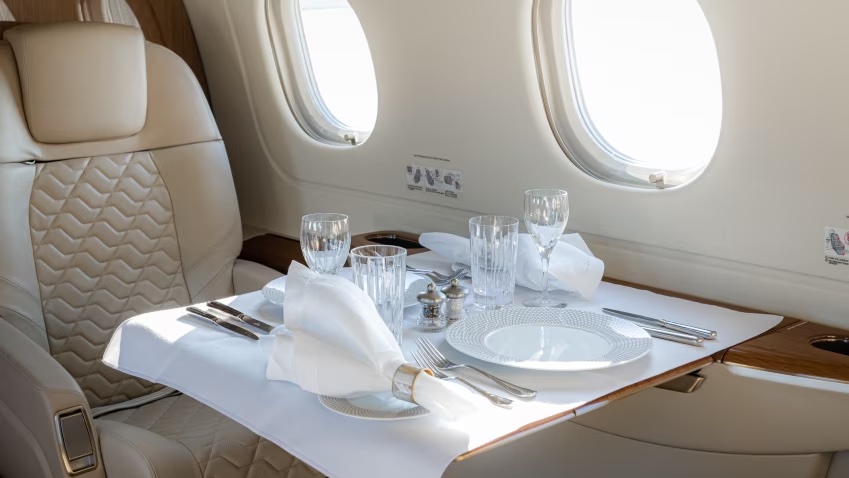 lunch on a private jet
